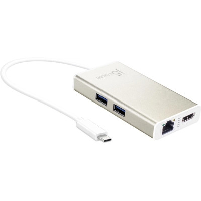 Концентратор J5create USB-C 5-in-1 2xUSB 3.0 + HDMI 4K + USB-C PD + RJ45 1000Mbps gray (JCA374-N) Винница - изображение 1