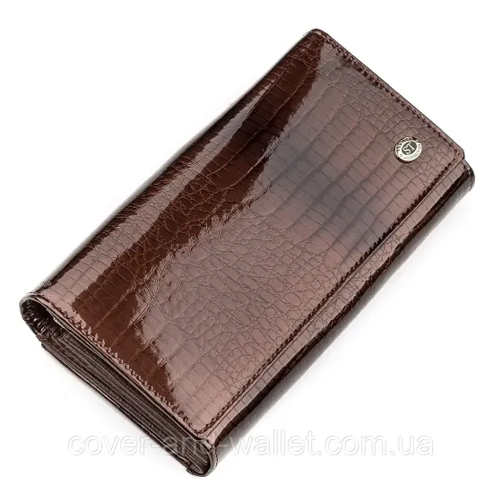 Женский лаковый кожаный кошелек золотистого цвета ST Leather S9001A Киев