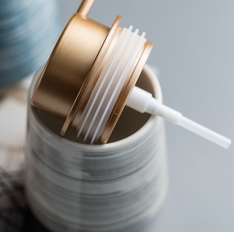 Дозатор керамический для жидкого мыла, моющих средств Bathlux 400 мл, для ванной и кухни Серый Каменец-Подольский - изображение 8