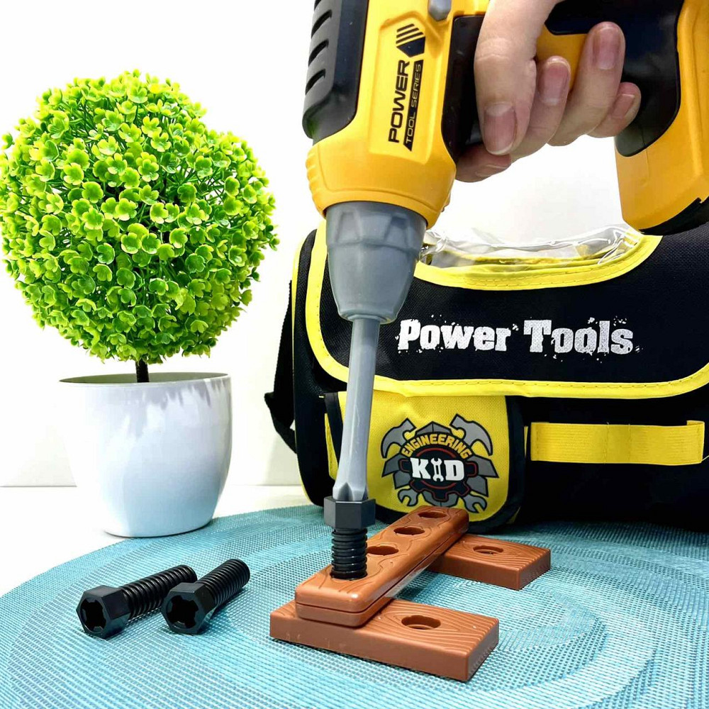 Набір інструментів шуруповерт молоток гайки викрутка у валізці Жовтий (T013) Чернігів - фото 7