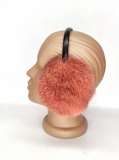 Наушники меховые детские из кролика Темный Персиковый Харьков - изображение 3