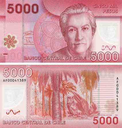 Чилі / Чили 5000 песо 2021р UNC Р-163h полімер Полтава