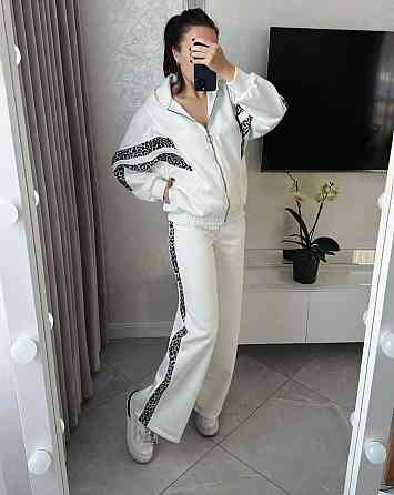 Жіночий стильний повсякденний костюм замша на дайвінзі Молочний, 54/56 Одеса