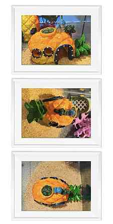 Декор для аквариума Дом Ананас аквариумный пейзаж - размер 12 на 9 на 6,5 см желтый смола Киев