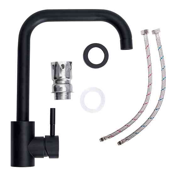 VALESO Мийка гранітна 7950 SELENA (чорна) + сифон 1041 + змішувач BG77 (чорний) Київ