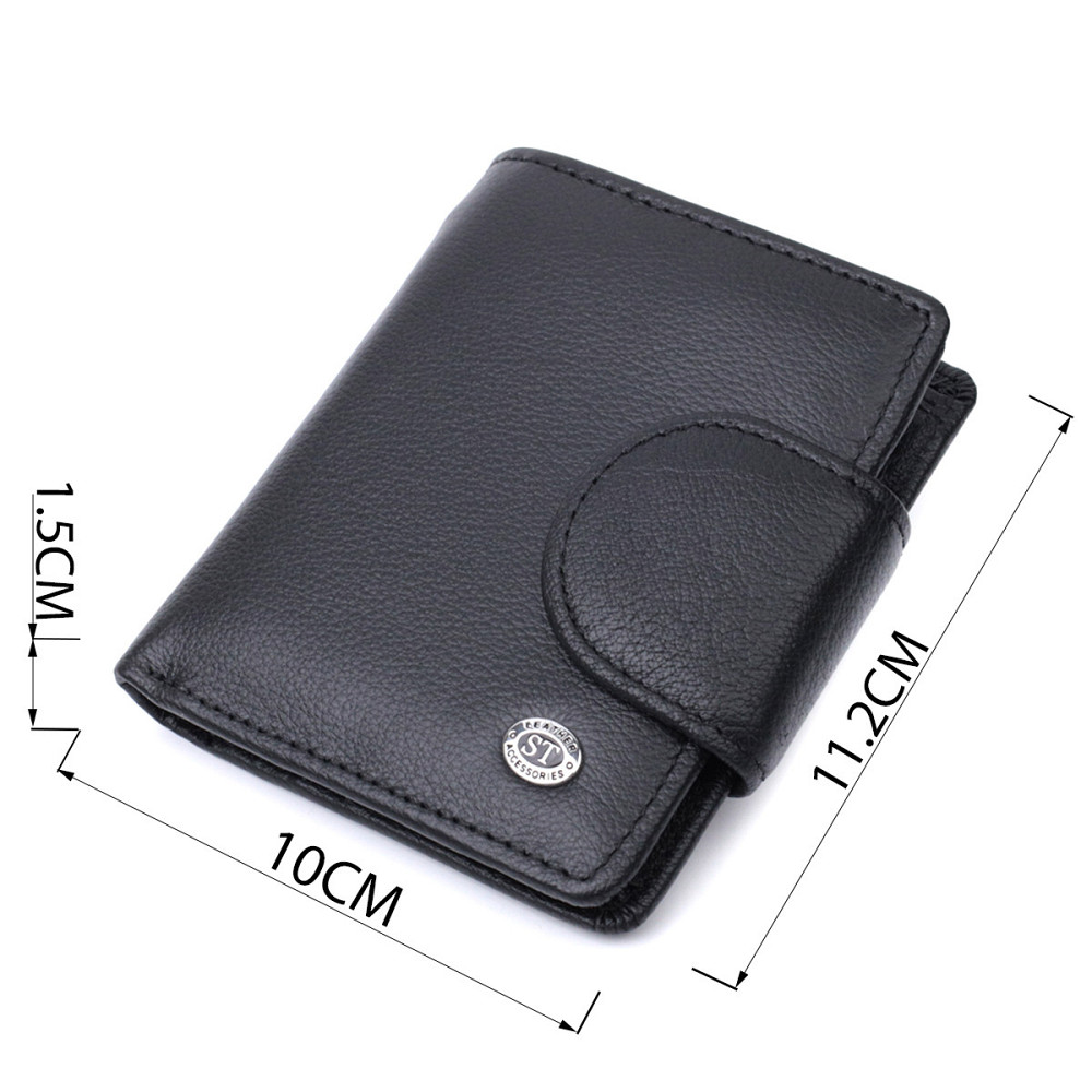 Практичный кошелек для женщин с карманом для монет из натуральной кожи ST Leather 22725 Черный Киев - изображение 9