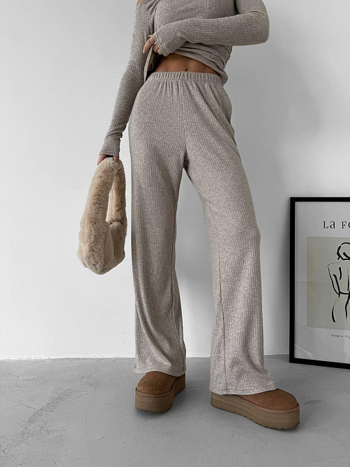 Женский базовый костюм двойка: лонгслив и брюки ангора рубчик Беж, 44/46 Одесса - изображение 10