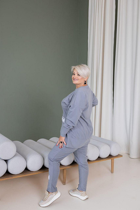 Женский теплый прогулочный костюм двойка батал пума плюш Графит, 60/64 Одесса - изображение 3