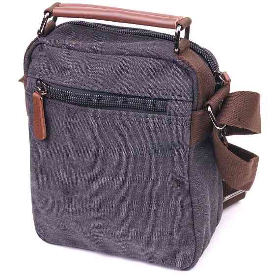 Стильная мужская сумка из плотного текстиля Черная (Vintage) Киев