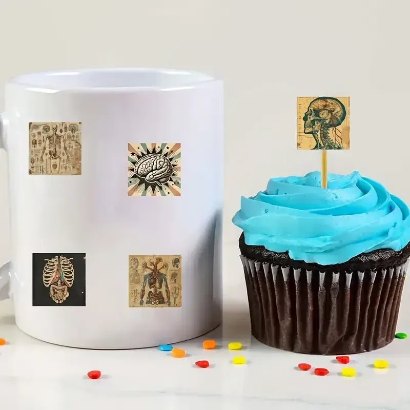 Наклейки «Анатомия человека» — 500 шт, 2.5×2.5 см, 8 узоров, винтаж Киев - изображение 3