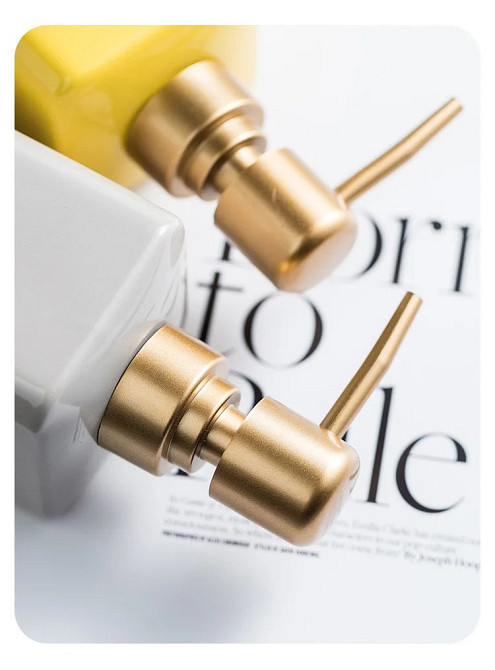 Стильний диспенсер для мила з кераміки на 320 мл, пляшка з дозптором для рідкого мила чи шампуню, Рожевий Кам'янець-Подільський - фото 5