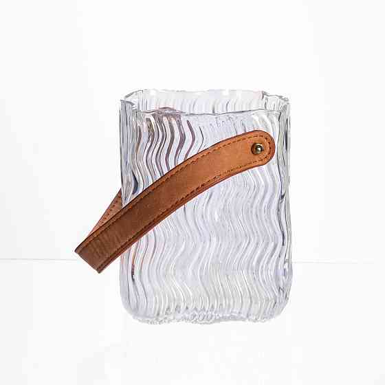 Yiwu Ваза сумочка з ручкою 12×8.5×16 (см) декоративна скляна ваза для квітів 800 (мл) Прозорий Коломыя