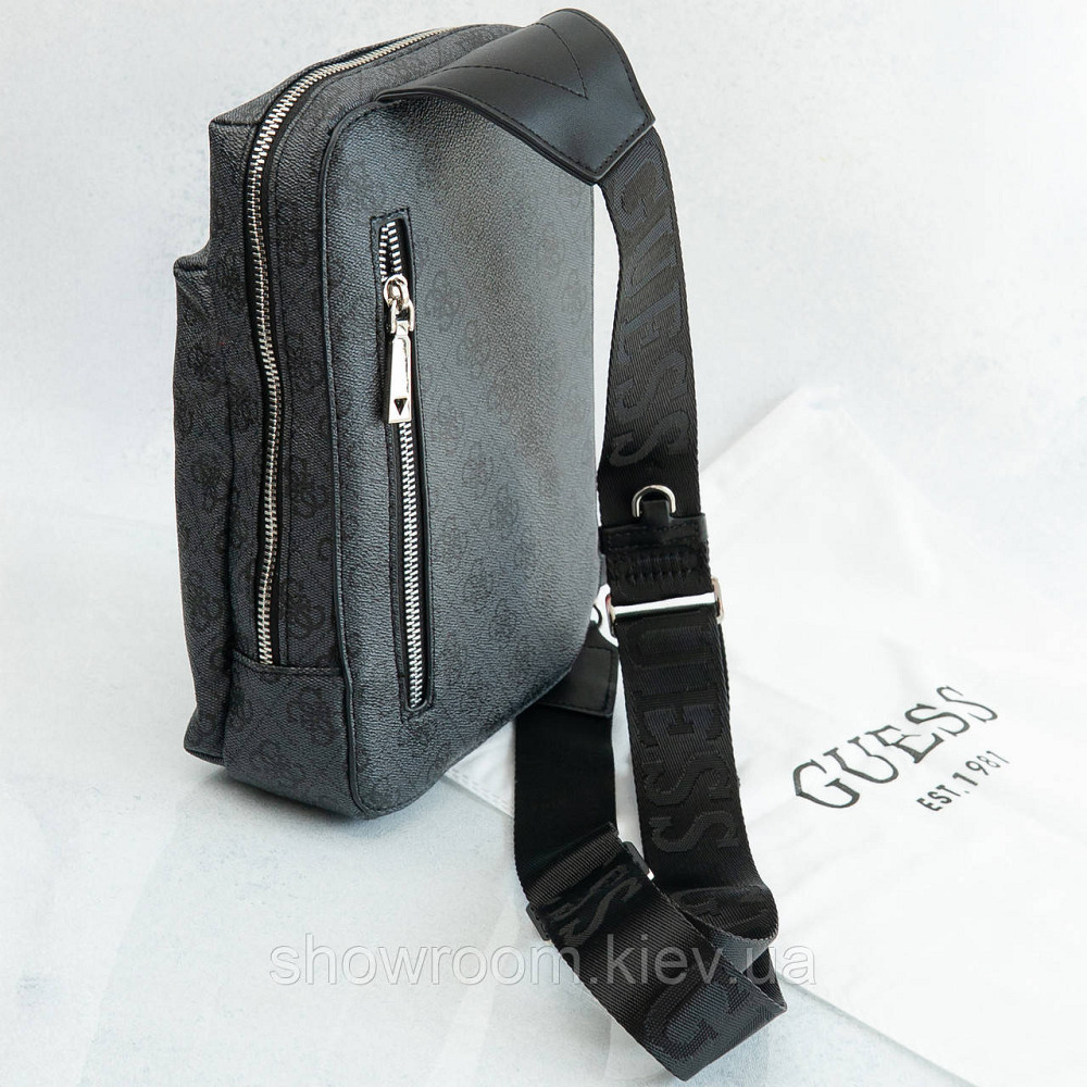 Чоловіча сумка бананка на пояс та на груди (слінг) Guess (7517) сіра Київ - фото 3