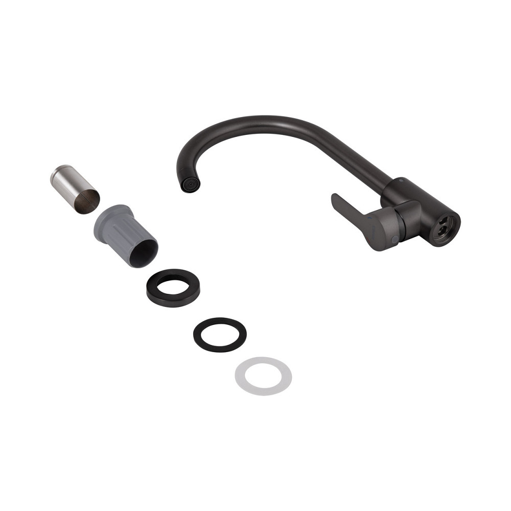 Змішувач для кухні U-подібний Brinex Pure 015F U-подібний Graphite BRIPUR015FGRP Київ - фото 5