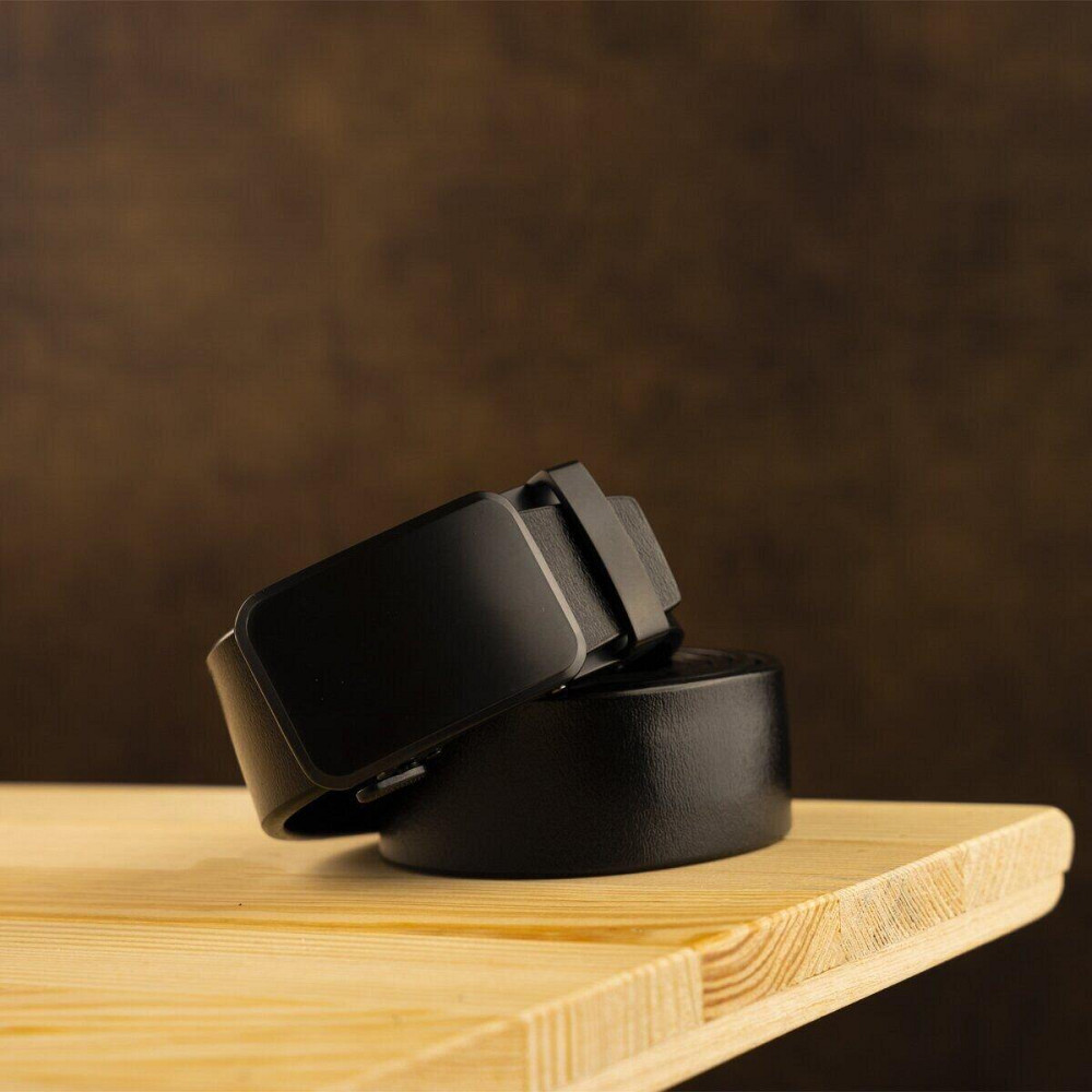 Ремень мужской c затемненным матовым металлом Vintage 20270 Черный Киев - изображение 4