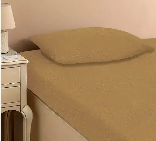 Digital бежевая Простынь махровая на резинке с наволочками Anisa (220х240+30 см) Київ