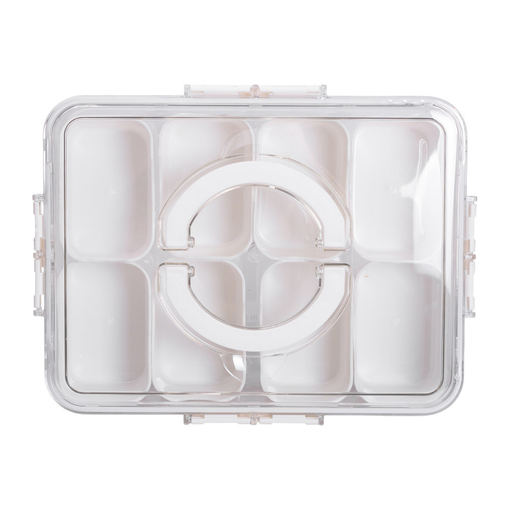 Контейнер для їжі з 8 відсіками 31х24х7 см судок для їжі пластиковий 2.5 л Білий HP-27-3 Коломия - фото 3