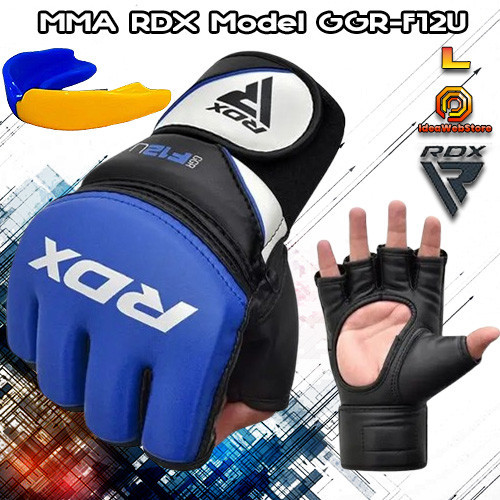 Рукавички для ММА змішаних єдиноборств рукопашного бою чорні з синім RDX Model GGR-F12U розмір L Київ - фото 9