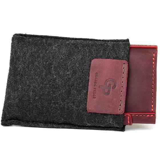 Винтажная кожаная визитница GRANDE PELLE 11408 Бордовый Киев