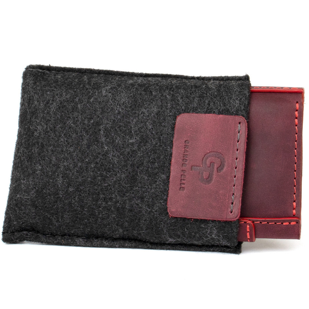 Винтажная кожаная визитница GRANDE PELLE 11408 Бордовый Киев - изображение 4