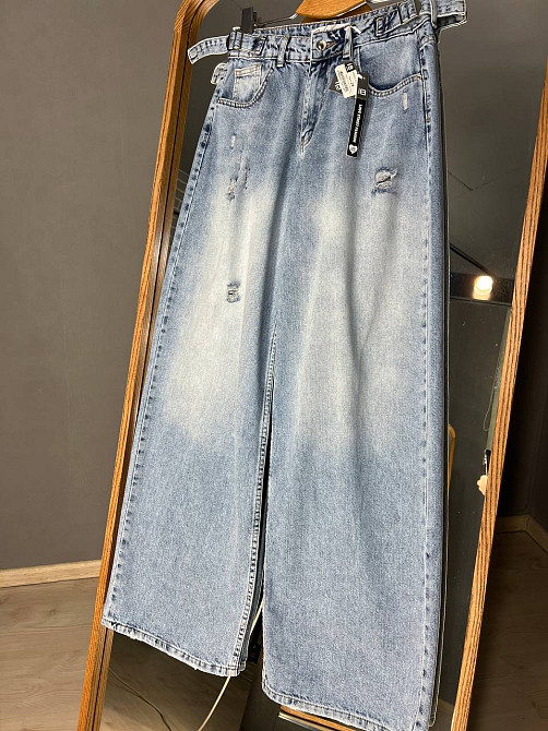 Джинсы женские I8 51851 SKATER затяжки-застежки на талии рваные широкие от бедра, голубой, 25, 25, 62 см, 90 см Киев - изображение 4