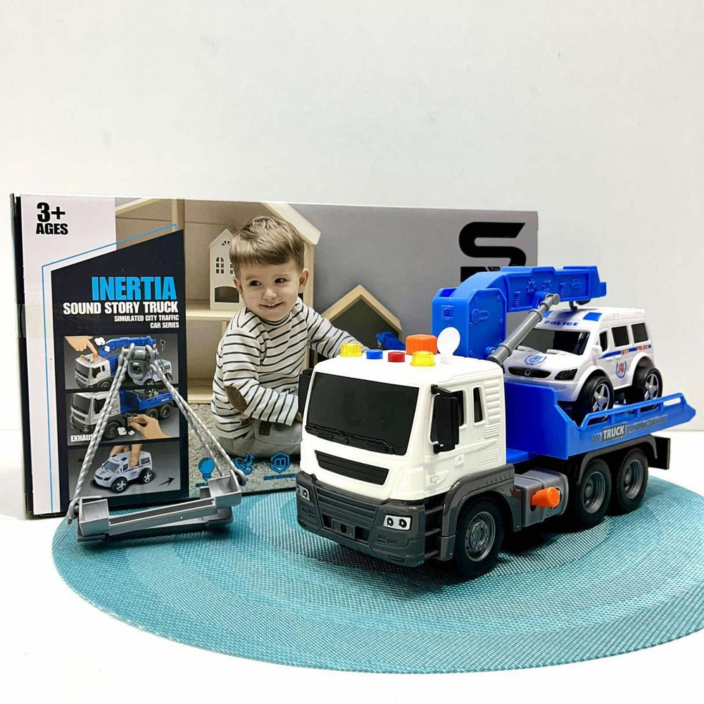 Евакуатор машинка світлові та звукові ефекти інерція машинка 27см Синій (JS106AB) Чернігів - фото 7