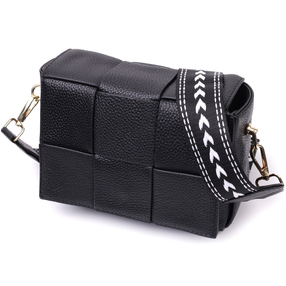 Классическая вечерняя сумка для женщин с переплетами из натуральной кожи Vintage 22313 Черная Киев - изображение 1