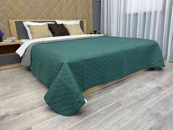 Покривало двостороннє Decorator Microfiber ромб 180х215 см зелений з сірим (85-012) Київ