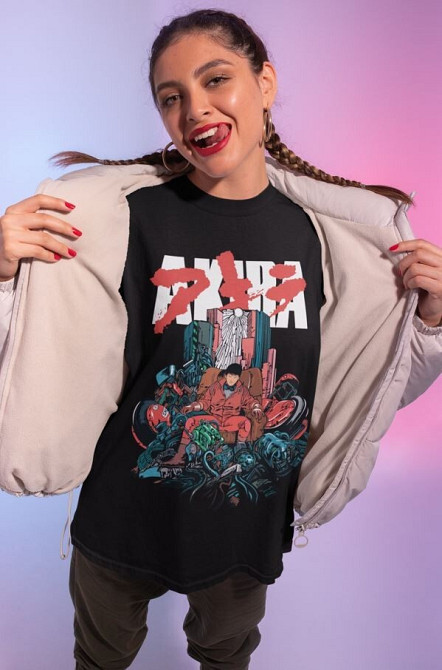 Футболка для хлопчика з аніме принтом Акіра Акіра Гоод Хеалтх оверсайз (зріст від 165 до 180) Чорний AnimeJ0825m Дніпро - фото 5