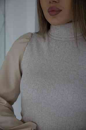 Жіноча елегантна кофта гольф у рубчик "Dazy" | Норма та батал Бежевий, 42-44 Київ