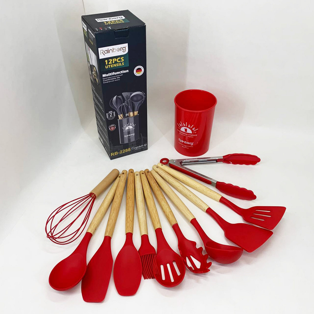 Набір кухонних предметів на підставці, Силіконові кухонні прилади для готування, Набір кухарського FJ-55 Івано-Франківськ - фото 10