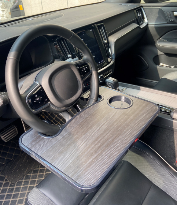 Глянцевый Автомобильный столик УЛУЧШЕННЫЙ на руль универсальный для перекуса, ноутбука Черный с коричневым Кременчуг - изображение 1