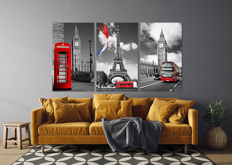 Модульная картина в гостиную / спальню  Велика Британія -Париж      ART-281_3A Киев - изображение 3