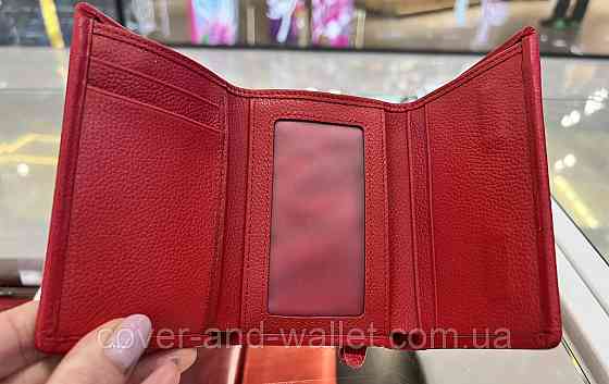 Маленький женский кошелек тройного складывания из натуральной красной кожи Helen Verde 009 Киев