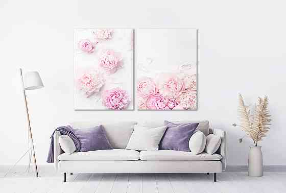Модульная картина в гостиную / спальню  Ніжні піони   TLV-2_047 90x132 см Київ