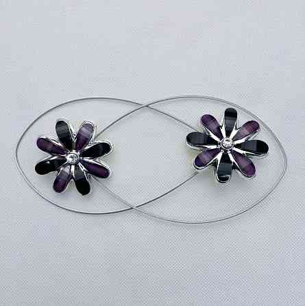 Магніти для штор та гардин "Квітка" набір 2 шт Чорний з фіолетовим (81-250) Київ