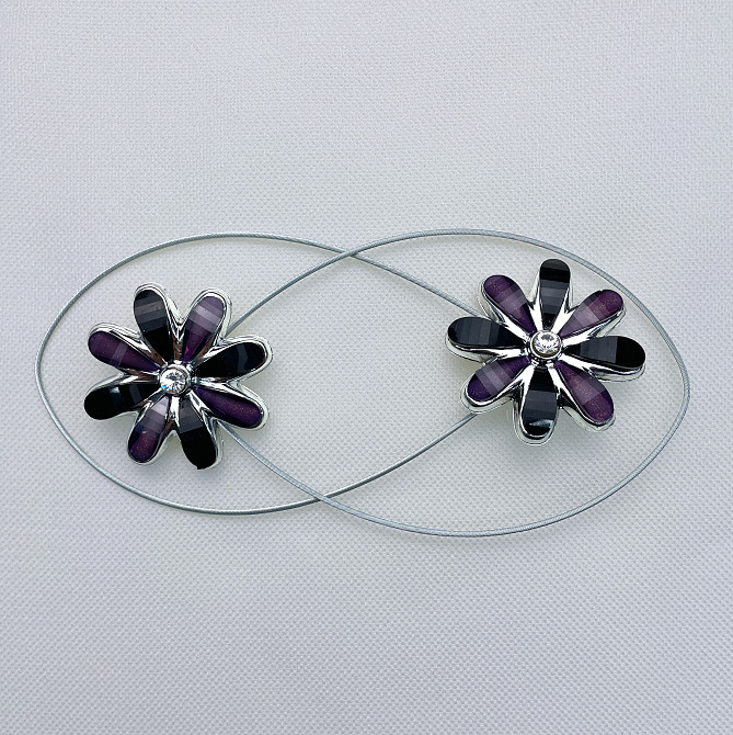 Магніти для штор та гардин "Квітка" набір 2 шт Чорний з фіолетовим (81-250) Київ - фото 5