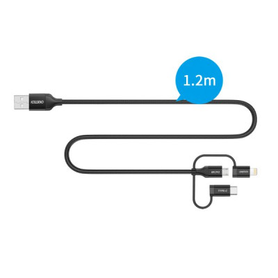 Дата кабель USB 2.0 AM to Lightning + Micro 5P + USB-C 1.2m MFI Choetech (IP0030-BK) Вінниця - фото 7