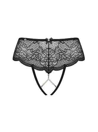 Еротичні відкриті стринги з бусинками Pearlove figi czarne XS/S Sex Aura Київ
