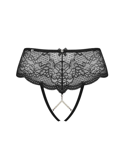 Еротичні відкриті стринги з бусинками Pearlove figi czarne XS/S Sex Aura Київ - фото 3