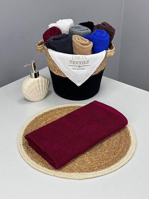 Рушник махровий Ideal Textile 50х90 см однотонний 400 г/м2 (56860342) Бордовий Чернівці - фото 5