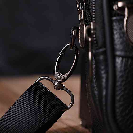 Горизонтальна поясна сумка для чоловіків з натуральної шкіри 21485 Vintage Чорна Київ