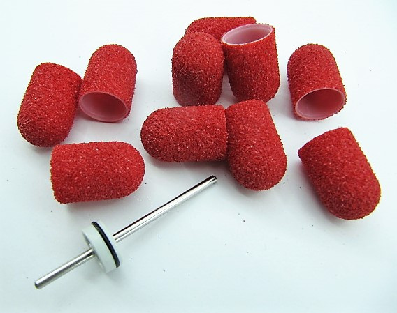 Набор Колпачки педикюрные на пластиковой основе 60 гритт красные 10 шт плюс основа под колпачок. Киев - изображение 3