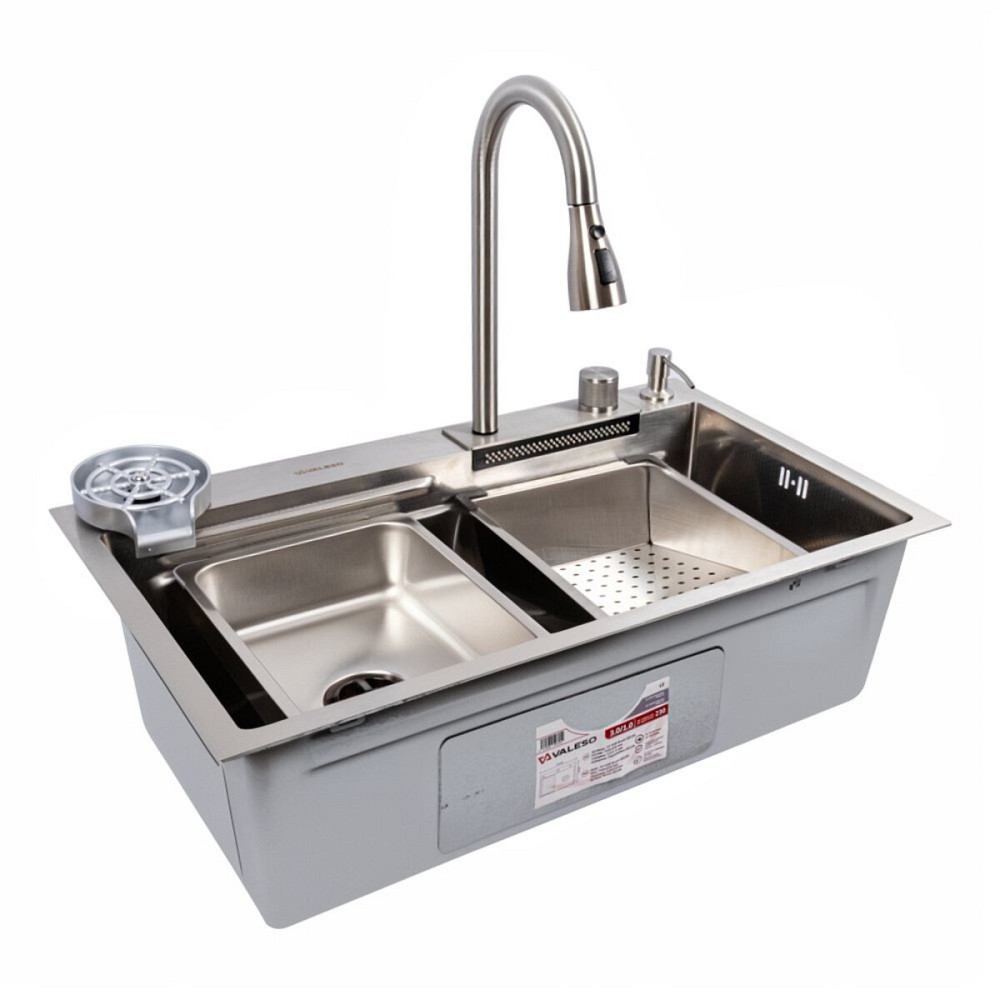 VALESO Мийка кухонна сатин Valeso Handmade "Водоспад" (ДЕКОР) 75х45B Киев - изображение 3