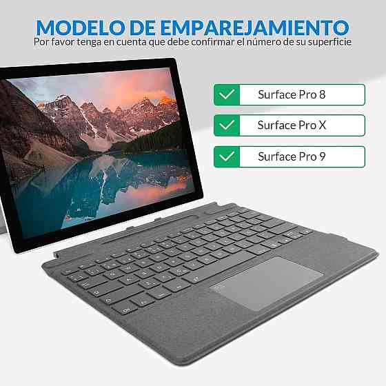 Бездротова Bluetooth-клавіатура для Microsoft Surface Pro 8/9/X з підсвіткою 7 кольорів, магнітне кріплення, сенсорна панель Київ