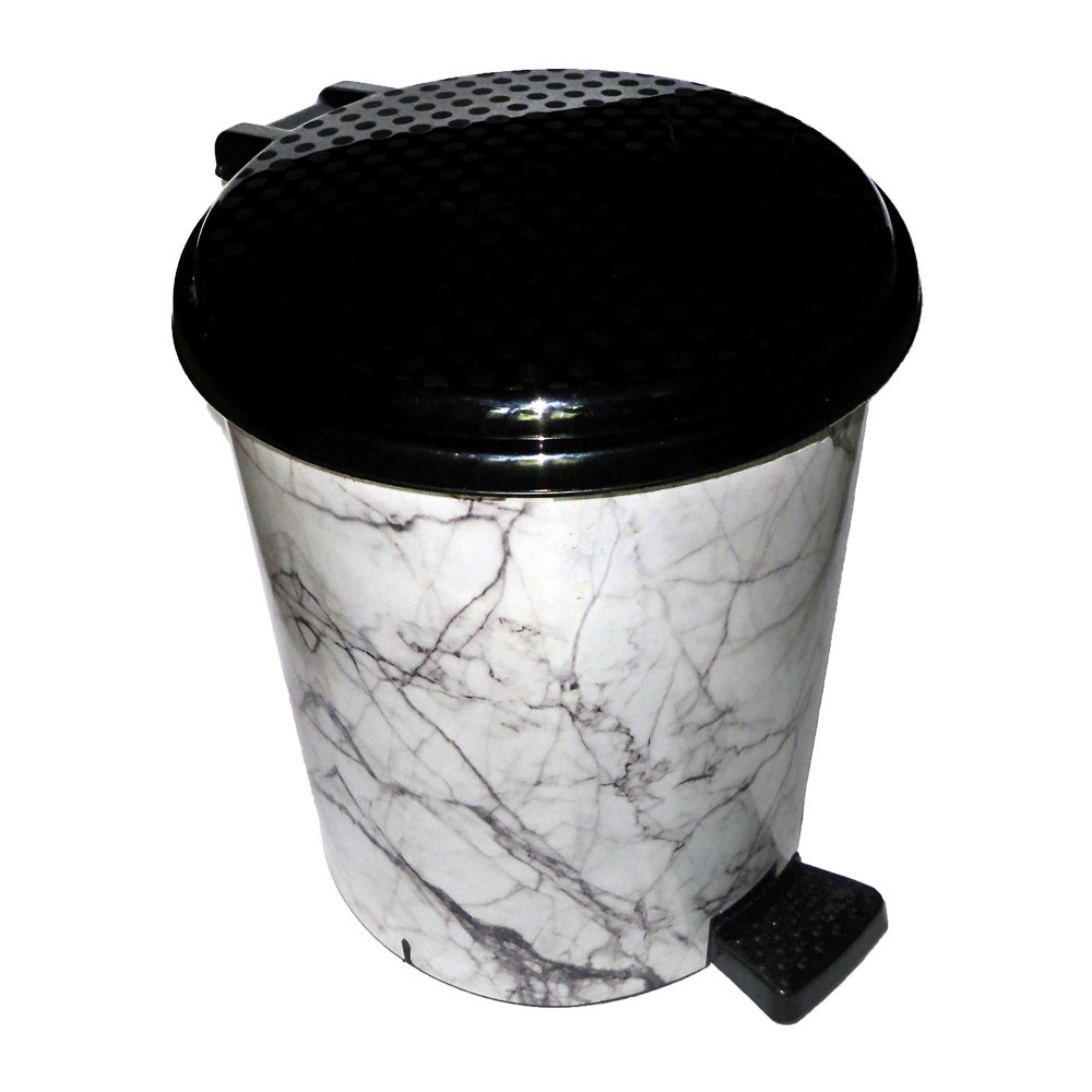 Відро для сміття з педаллю 10 літрів Elif (Еліф), No2, "Білий мармур". Одеса - фото 1