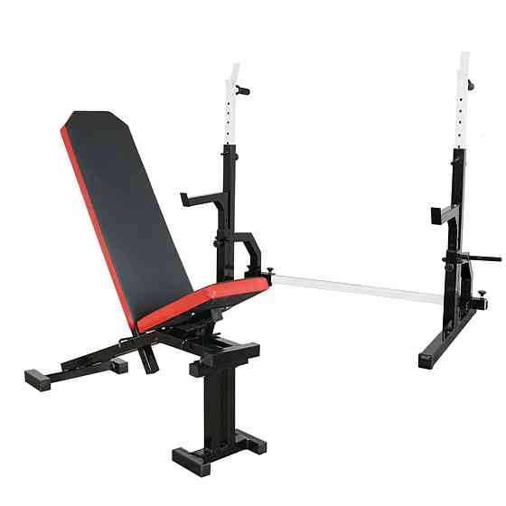 Скамья с отрицательным углом 40 40 мм + Стойки со страховкой 50 на 50 мм + брусья и штыри под блины Киев