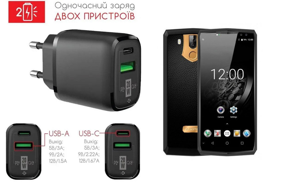 Сетевое зарядное устройство для Oukitel K10, 20W 3A, Quick Charge 3.0 Киев - изображение 1