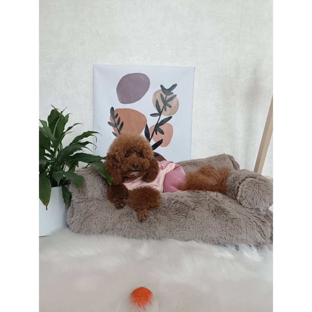 Хутряний диван лежак для собак і кішок спальне місце для тварин знімни Incor капучино 10079 Київ - фото 6