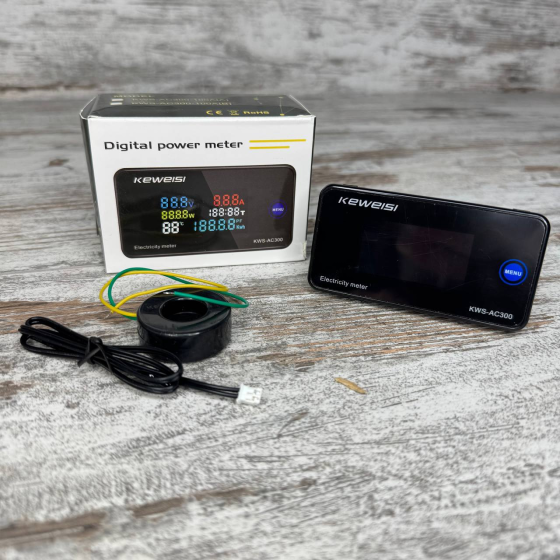 Цифровий вольтметр амперметр ваттметр AC 50-300В 100А 30кВт KWS-AC300 для контролю електроенергії Київ